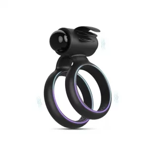 Anillo Vibrador Retardante Doble Banda con Lengua