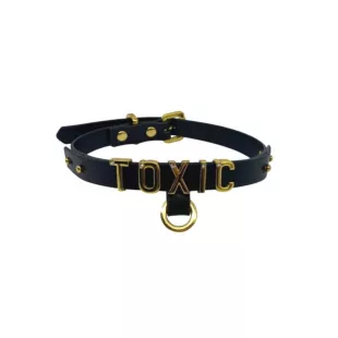 Collar Letras Cuero Sintético - TOXIC