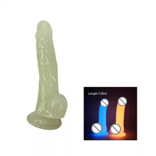 Dildo Blue con Copa Succión - Fosforescente (16cm)