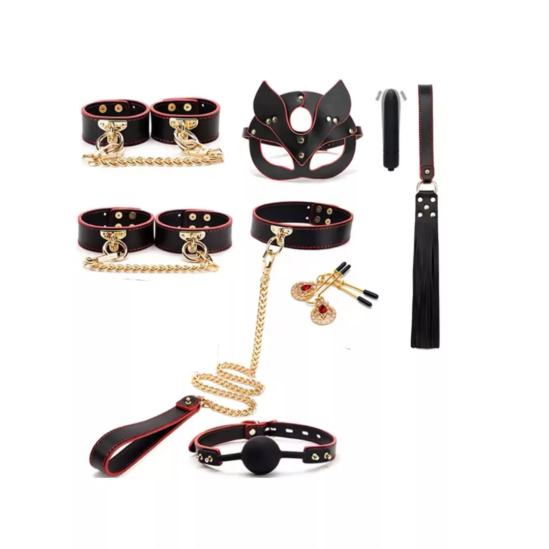 Set Accesorios BDSM Con Bala y Maletín de Lujo - Cuero Sintético (9 PCZ)