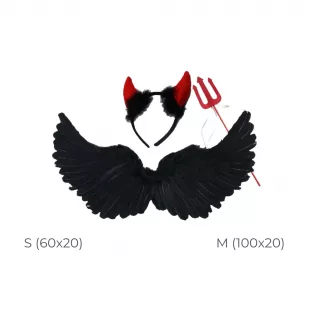 Set Accesorios Diabla / Ángel Oscuro (Cachos, Tridente, Alas) (2 Tamaños)