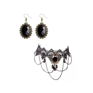 Set Aretes y Collar Victorianos Encaje
