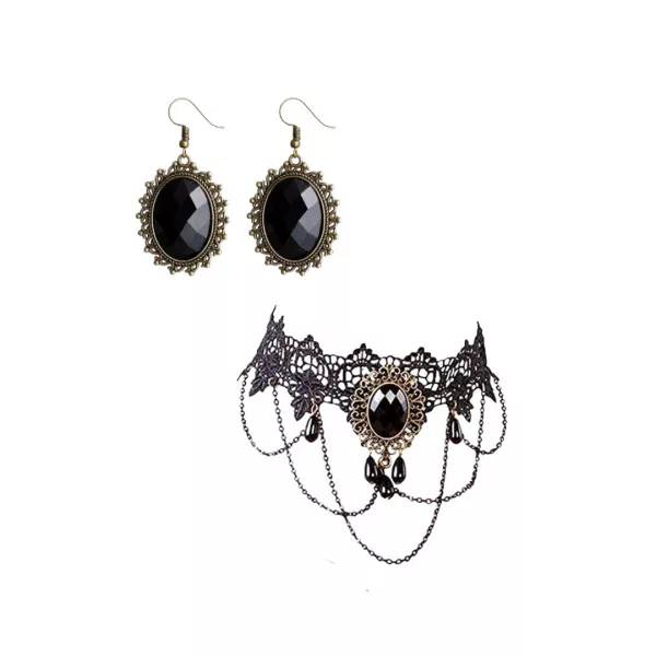 Set Aretes y Collar Victorianos Encaje
