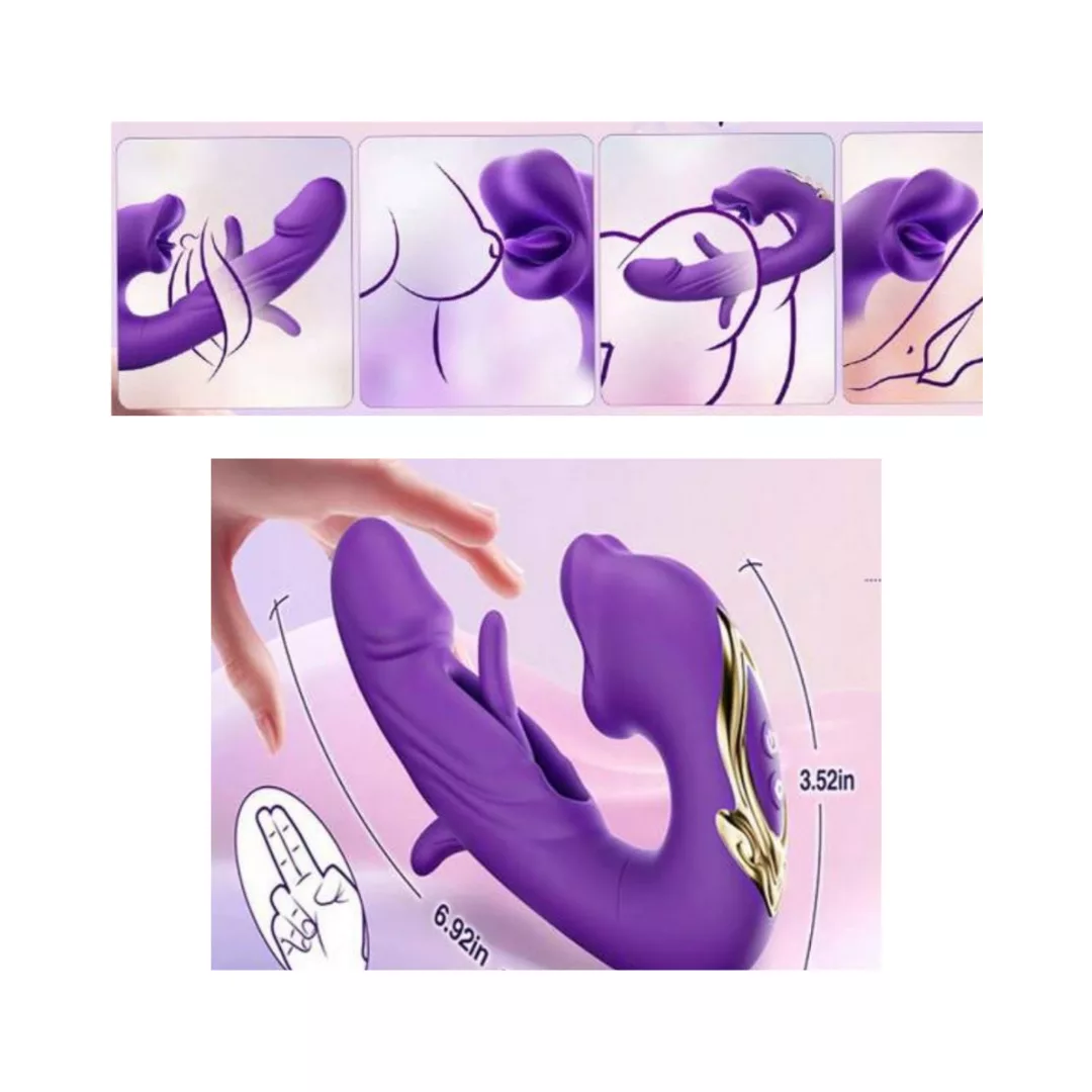 Vibrador con Aleteo, Succión y Lengua Móvil Lips