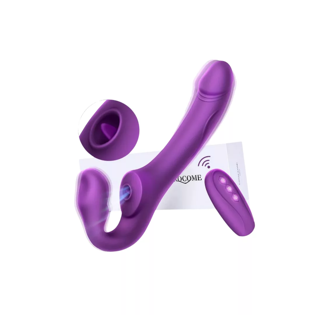 Vibrador Lésbico Vaginal Doble con Succionador y Lengual Nana Erocome con Control
