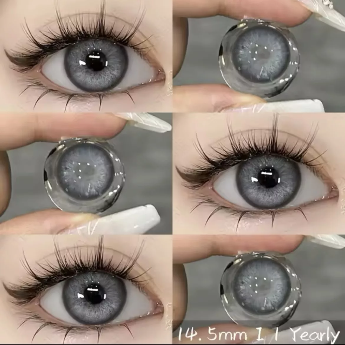 Lentes de Contacto con Agrandamiento de Ojo - Gris