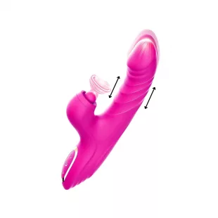 Vibrador con Movimiento Vertical y Estimulador Clitorial Teffy