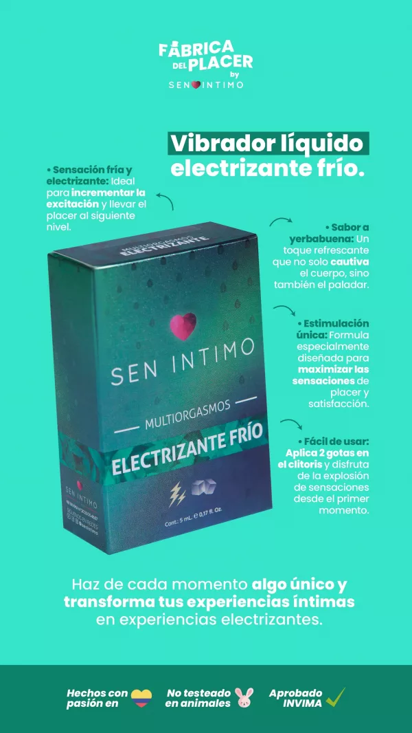 Aceite Saborizado Frío Multiorgasmos Electrizante Sen Íntimo – Vibrador Líquido Femenino - Yerbabuena (5ml) - Image 2