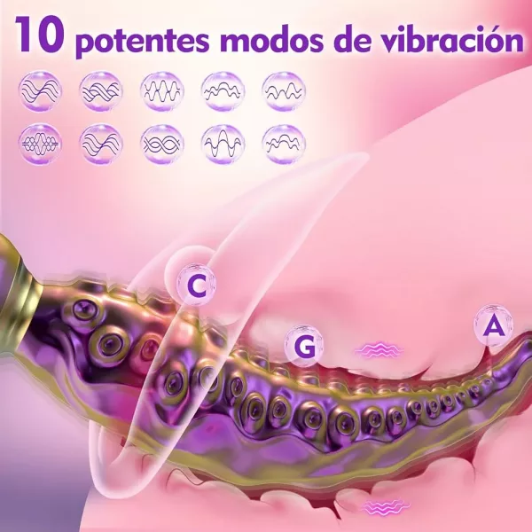Vibrador Vaginal Pulpo con Rotación 360º y Plug Anal Vibrador - Octopus - Image 3