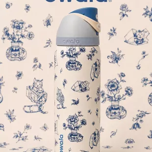Botella Tipo Owala - UO Delft Cat (32oz) ✦ Bajo pedido
