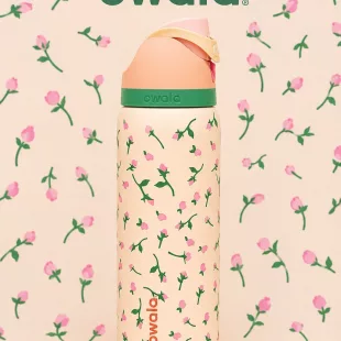 Botella Tipo Owala - Tea Time Rosebud Floral (32oz) ✦ Bajo pedido