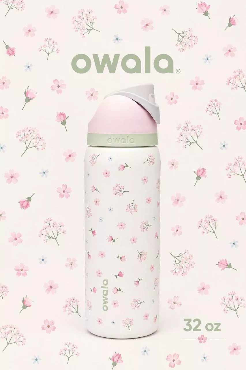 Botella Tipo Owala - Cherry Blossom (32oz) ✦ Bajo pedido