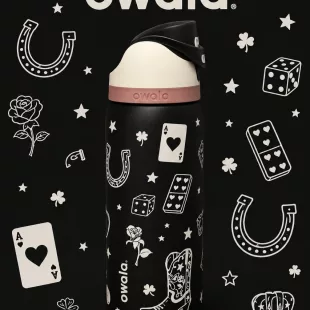 Botella Tipo Owala - Negro Black Card Good Luck (24oz, 32oz) ✦ Bajo pedido