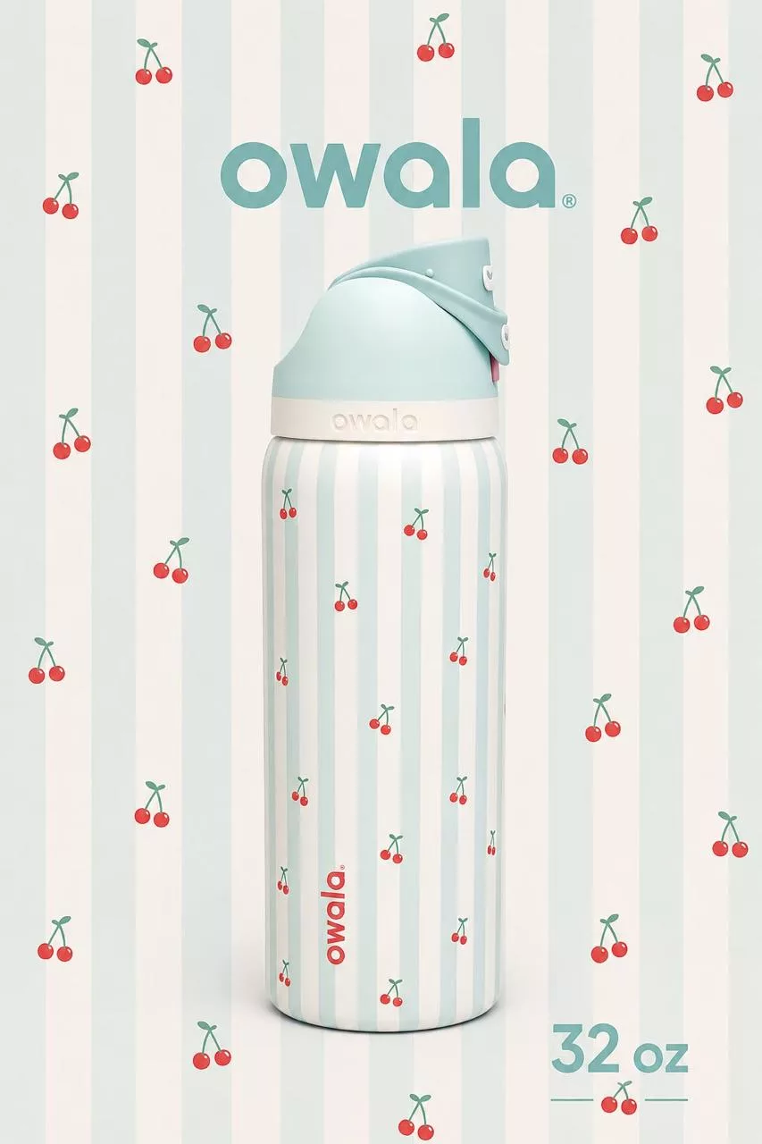Botella Tipo Owala - Cerezas, Blue Cherry (24oz, 32oz) ✦ Bajo pedido
