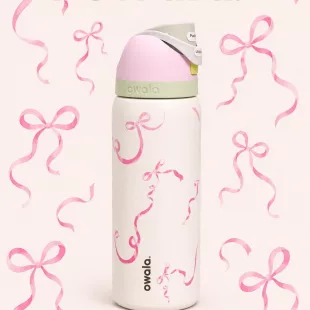 Botella Tipo Owala - Tied And True, Lazos Rosa (32oz) ✦ Bajo pedido