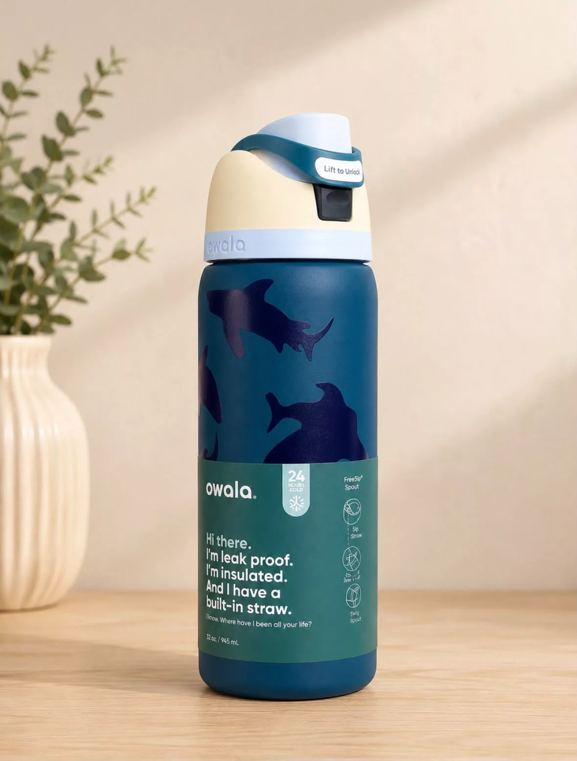 Botella Tipo Owala Tiburones (24oz, 32oz) ✦ Bajo pedido