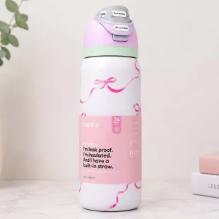 Botella Tipo Owala - Tied And True, Lazos Rosa (24oz, 32oz) ✦ Bajo pedido