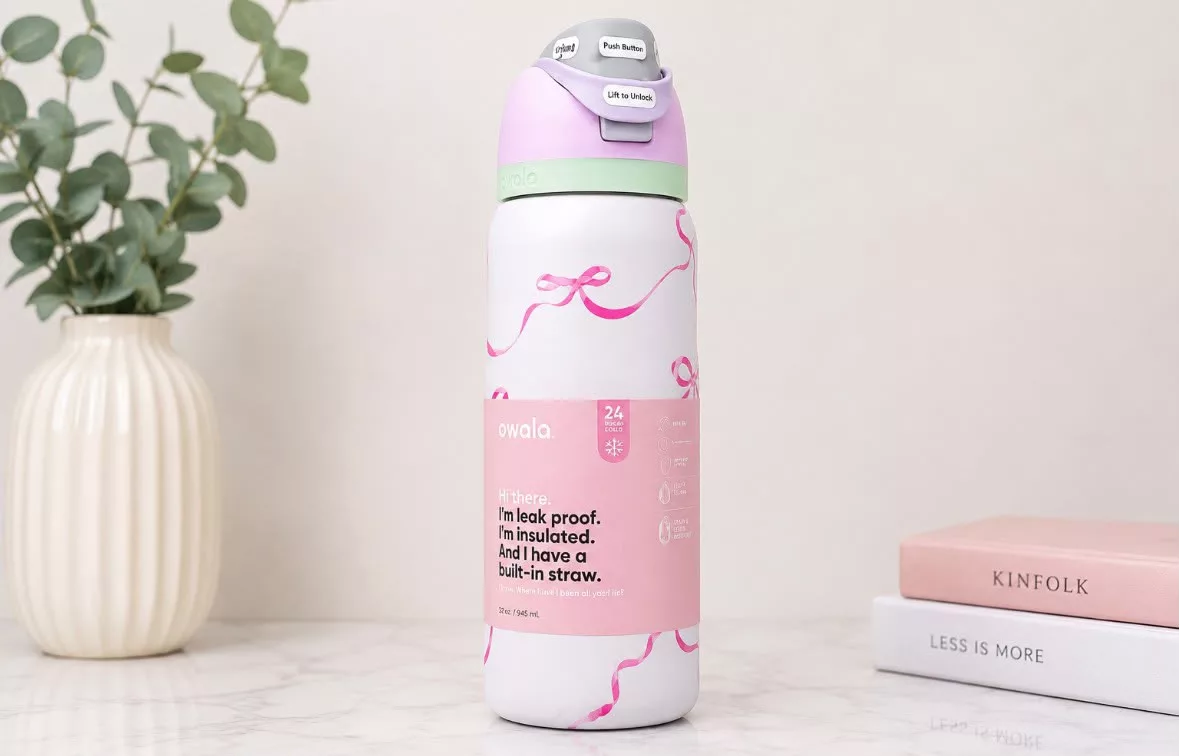 Botella Tipo Owala - Lazos, Tied And True Rosa (24oz, 32oz) ✦ Bajo pedido