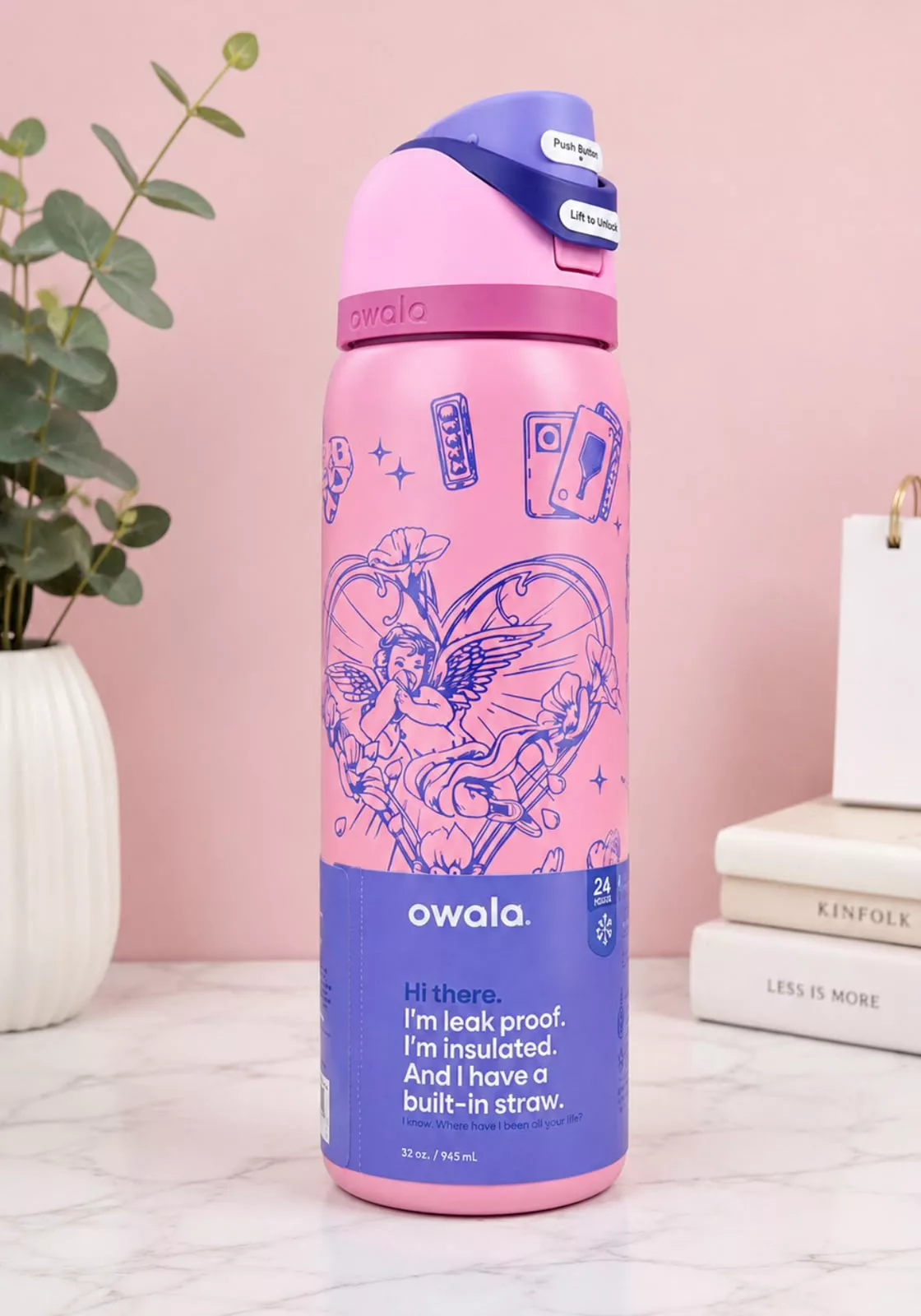 Botella Tipo Owala - Ángel, Shot to the Heart (24oz, 32oz) ✦ Bajo pedido
