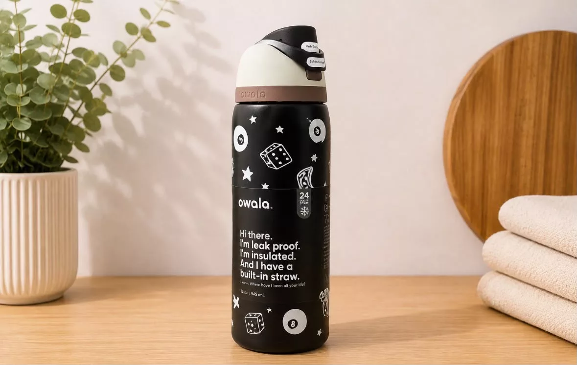 Botella Tipo Owala - Negro Black Card Good Luck (24oz, 32oz) ✦ Bajo pedido - Imagen 2