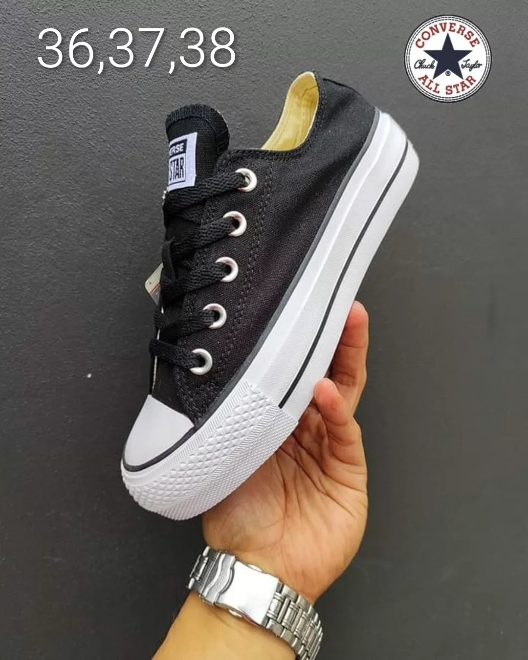 Tenis Chuck Taylor All Star Low Top Plataforma - Negro ✦ Bajo pedido - Imagen 2