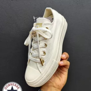 Tenis Chuck Taylor All Star Low Top Plataforma - Beige/Dorado ✦ Bajo pedido