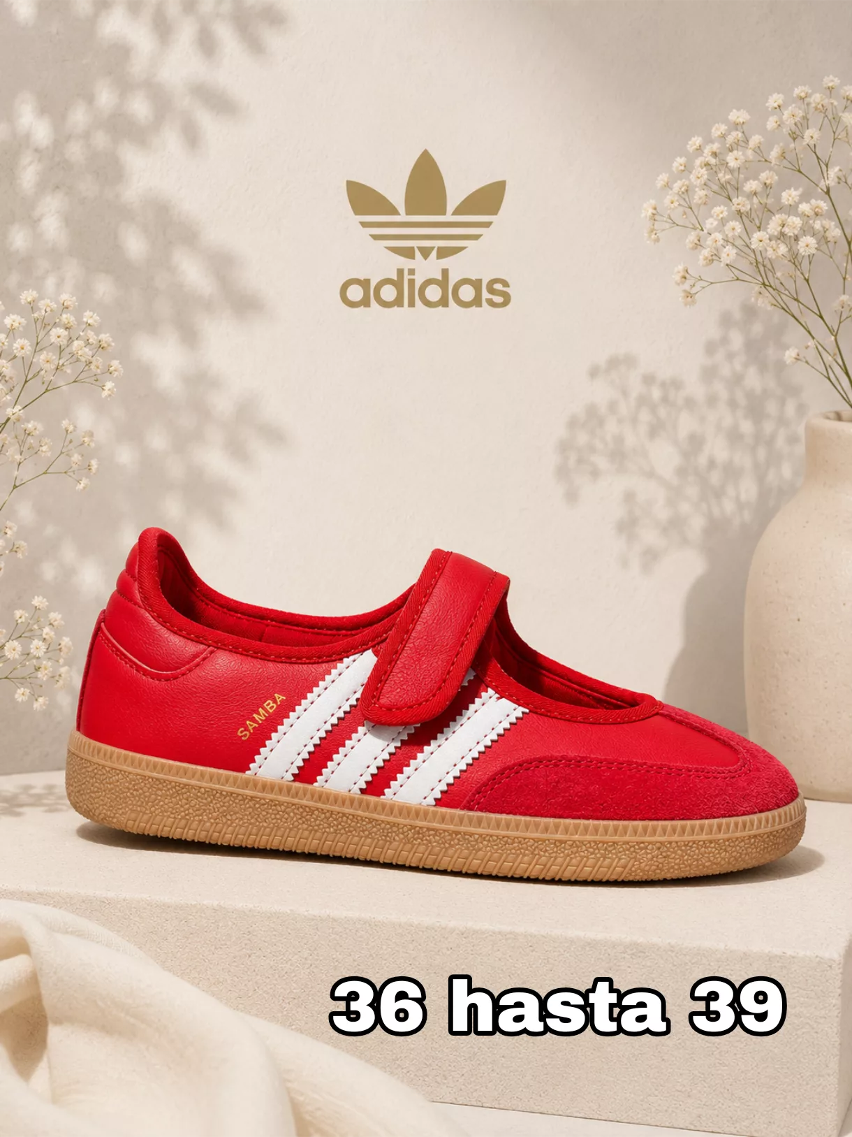 Tenis Samba Mary Jane Rojo ✦ Bajo pedido