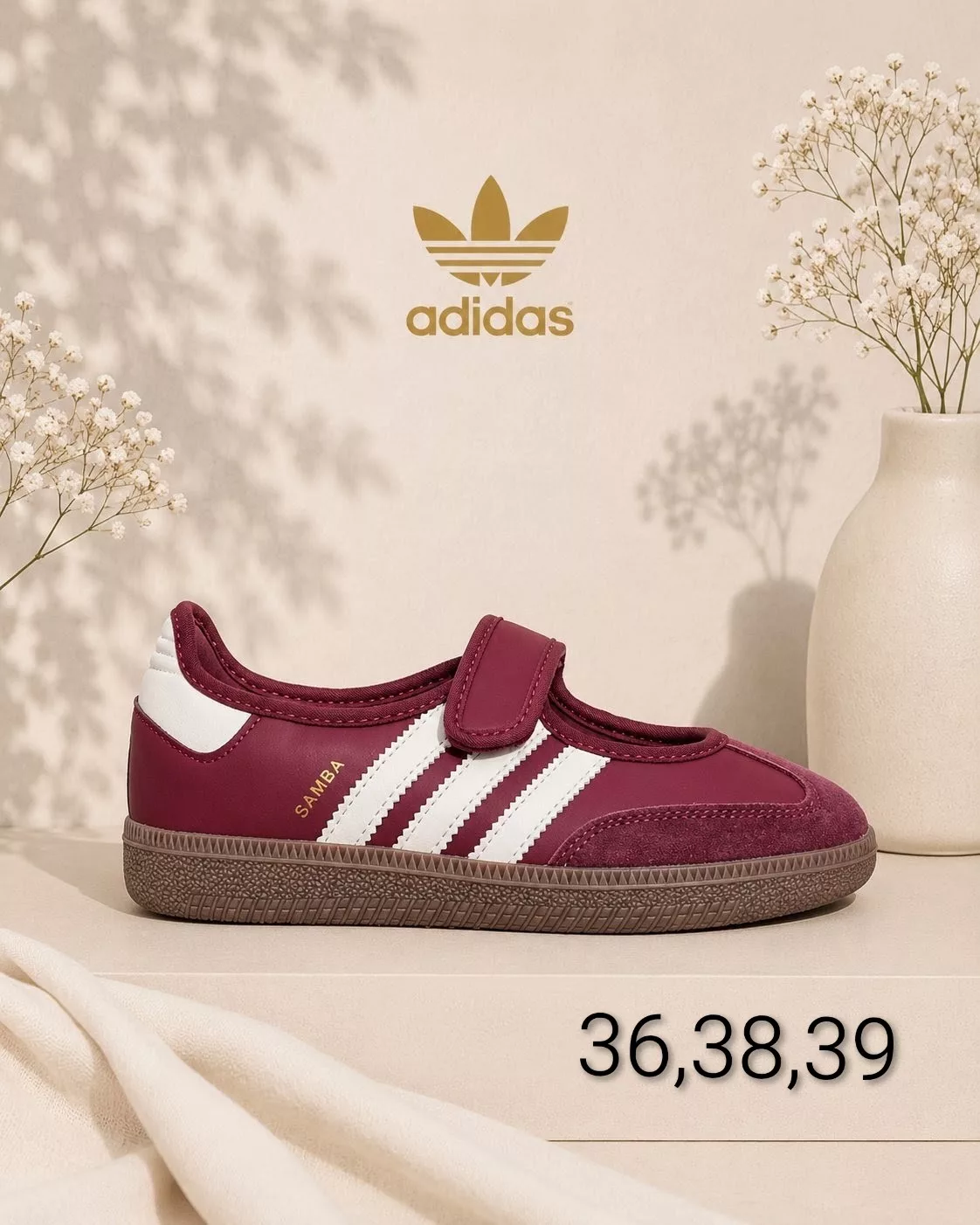 Tenis Samba Mary Jane Vino ✦ Bajo pedido