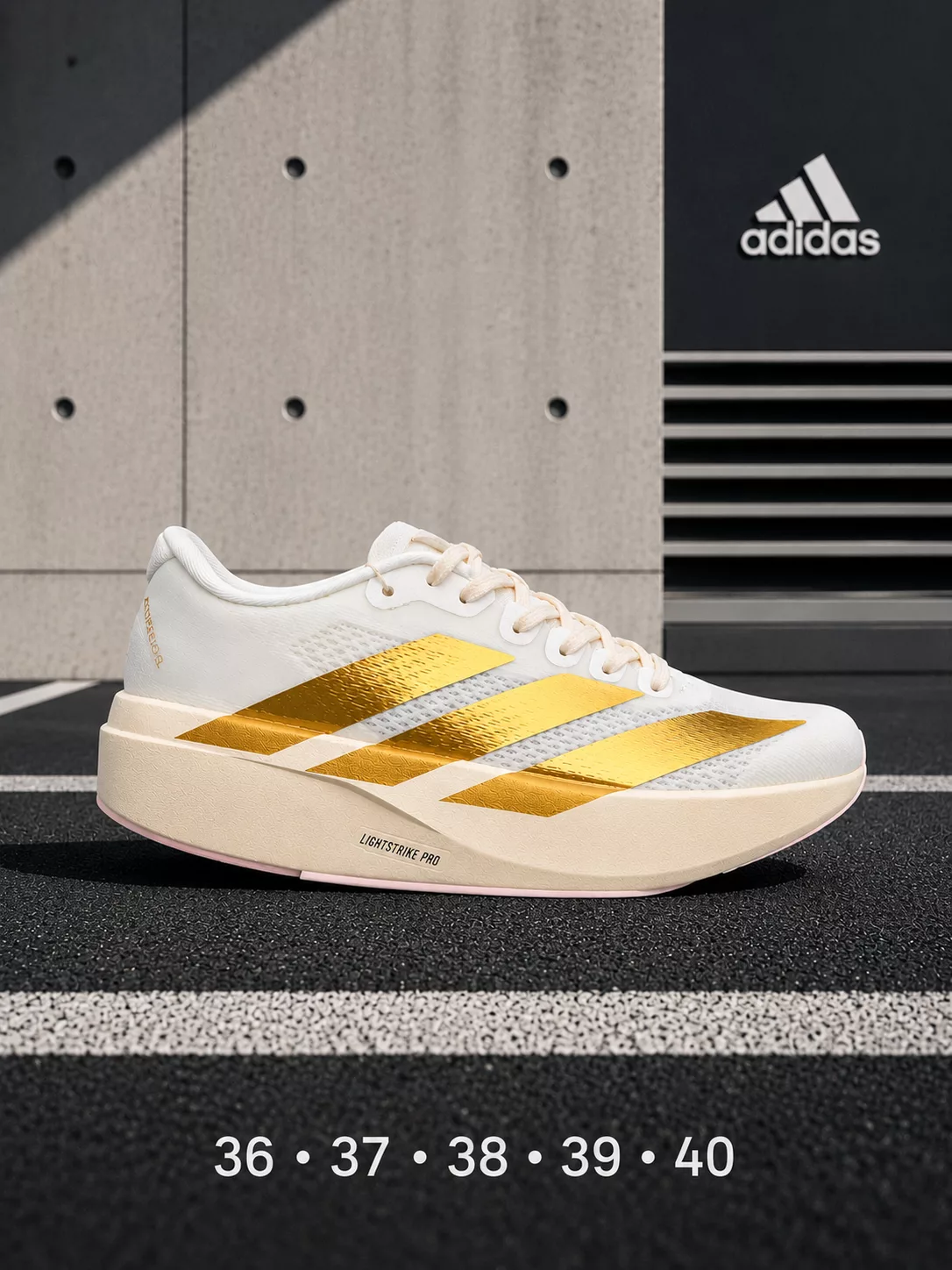 Tenis Adizero EVO SL Blanco/Dorado ✦ Bajo pedido