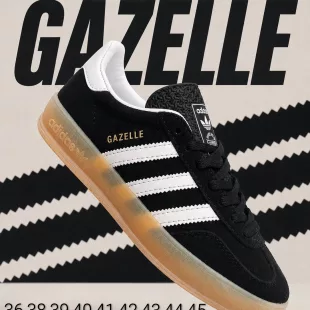 Tenis Gazelle Indoor Negro/Blanco ✦ Bajo pedido
