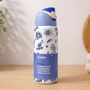 Botella Tipo Owala - Gatos, Delft Cat Print (24oz, 32oz) ✦ Bajo pedido